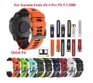 22mm 26mm Rubber Watchband Silicone Easyfit Strap For Garmin Fenix  6 Pro 6X Pr Fenix 3 HR Forerunner 935